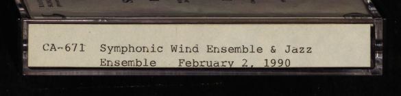 The Symphonic Wind Ensemble. February 2, 1990 : and Jazz Ensemble 